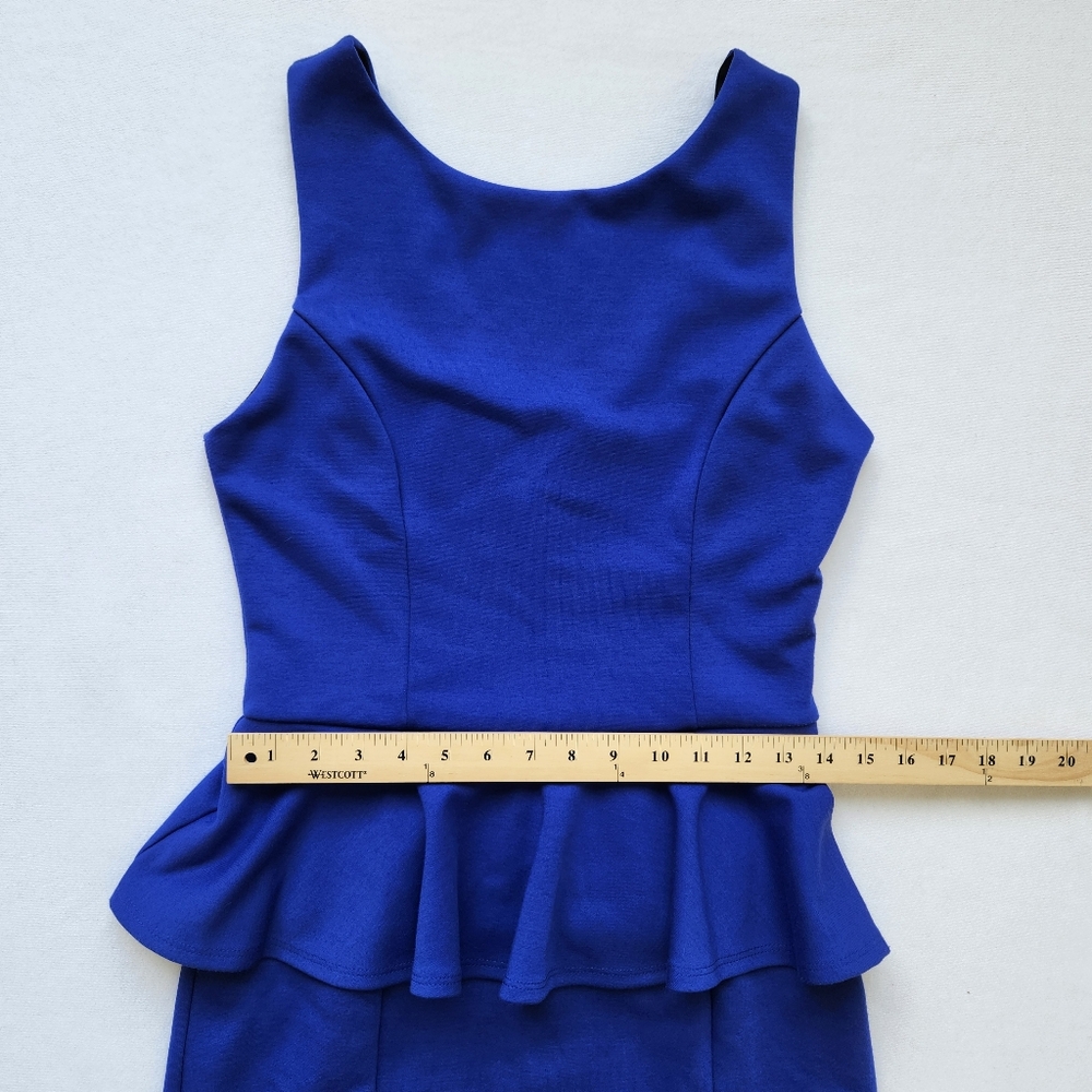 Peplum Dress Sleeveless Mini Pencil Bodycon Blue Career Business Casual Medium - Picture 12 of 13
